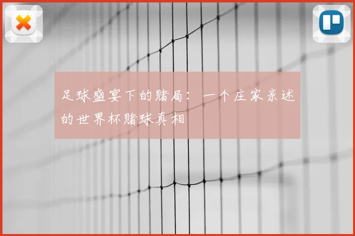 足球盛宴下的赌局：一个庄家亲述的世界杯赌球真相